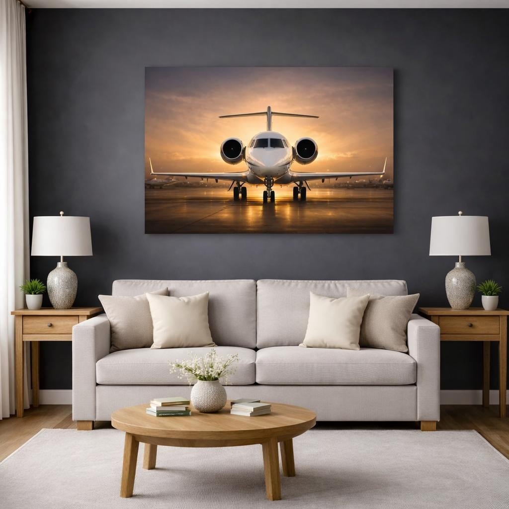 Light Balance Private Jet Science Fiction - Canvas Wall Art Print - YesArtYes