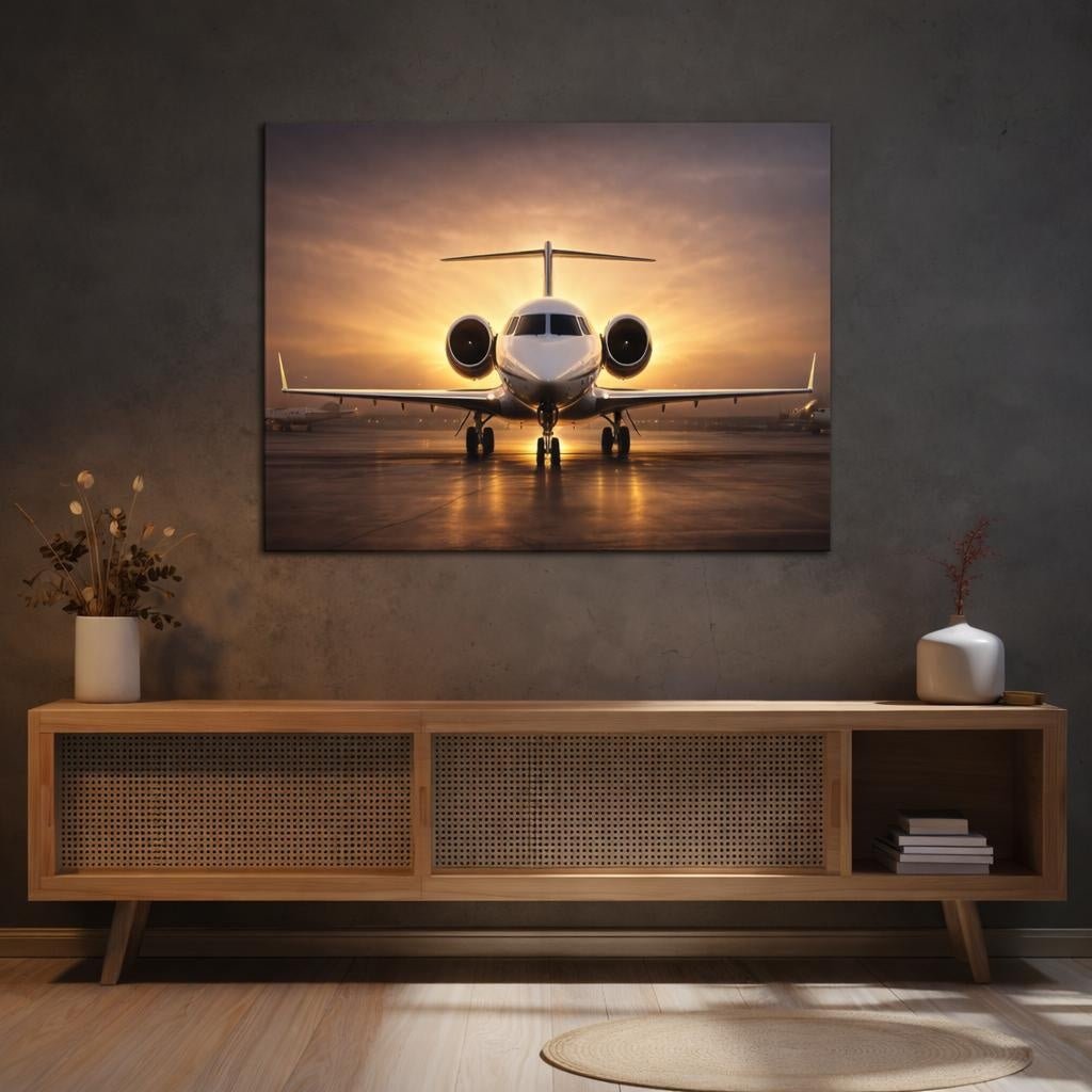 Light Balance Private Jet Science Fiction - Canvas Wall Art Print - YesArtYes