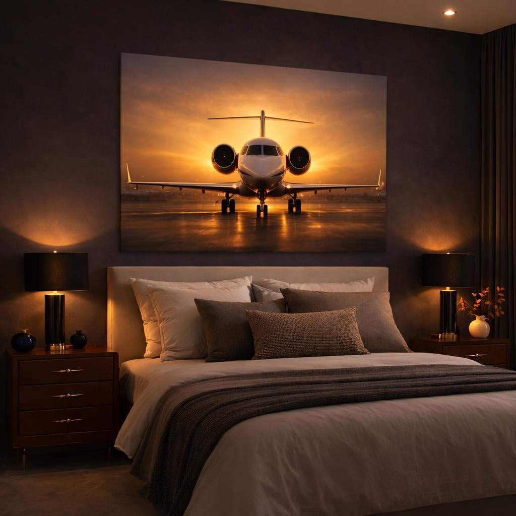 Light Balance Private Jet Science Fiction - Canvas Wall Art Print - YesArtYes