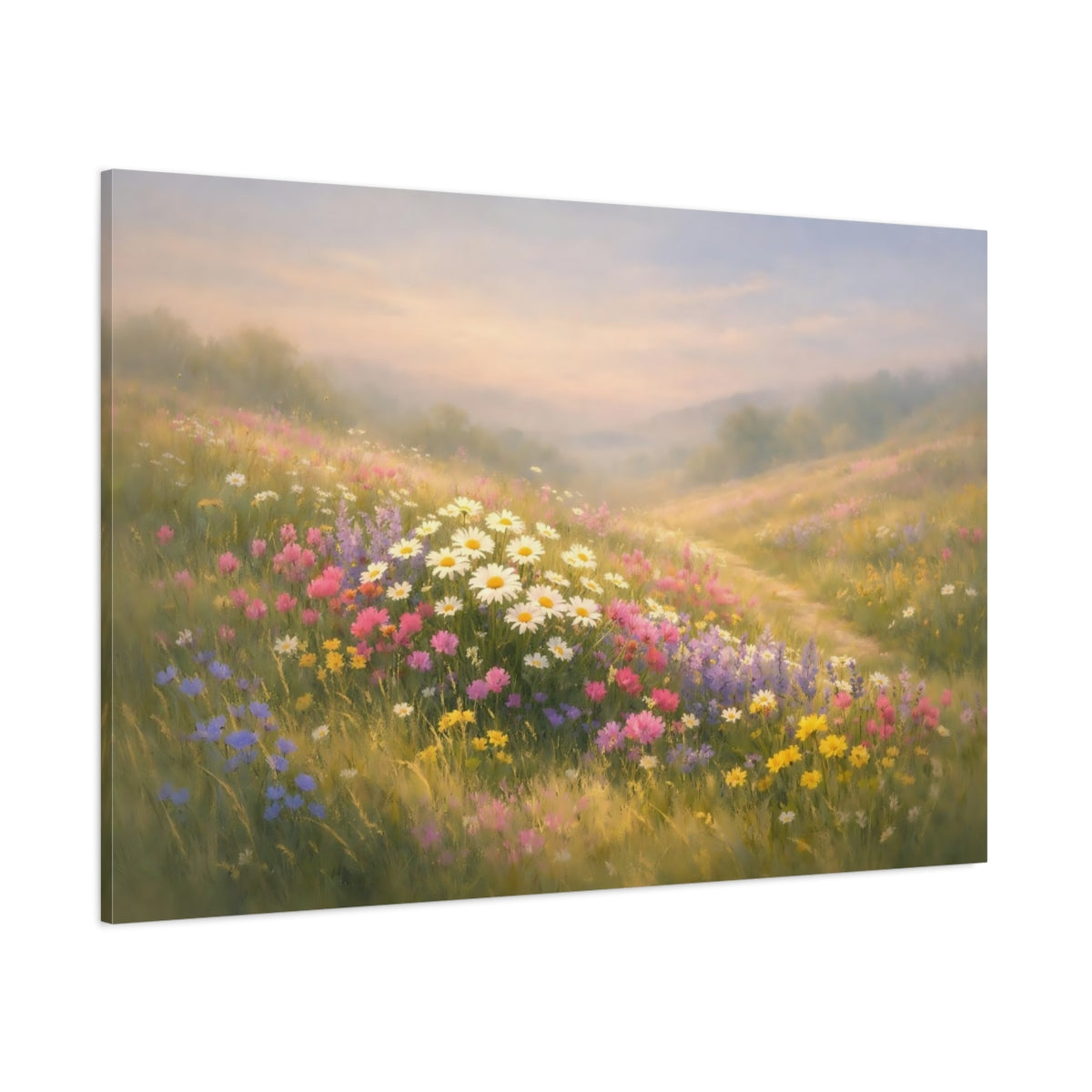 Light Balance Wildflowers Field shown as stretched canvas wall art
