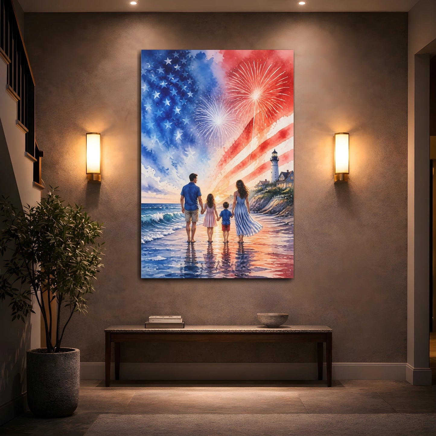 Mockup 2. Lighthouse Family Celebration shown as canvas print