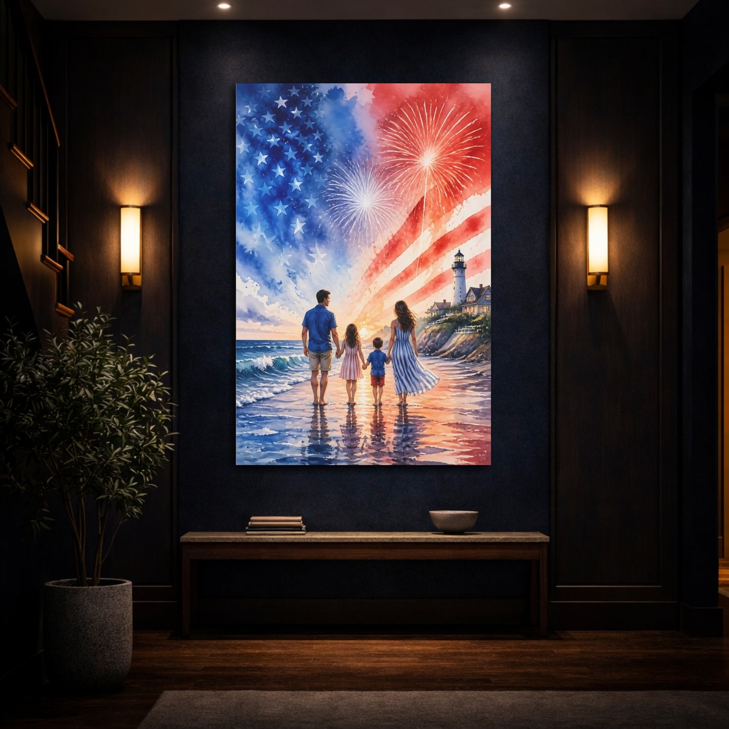 Mockup 4. Lighthouse Family Celebration shown as canvas print