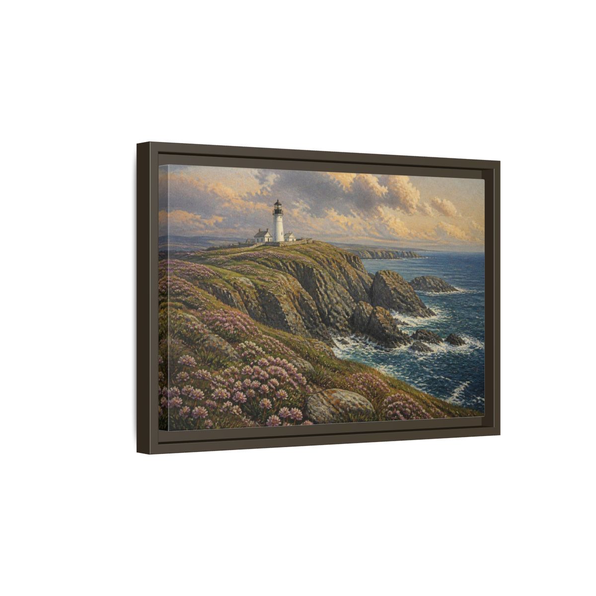 Side Mockup 5. Lighthouse Headland Landscape shown as framed canvas print