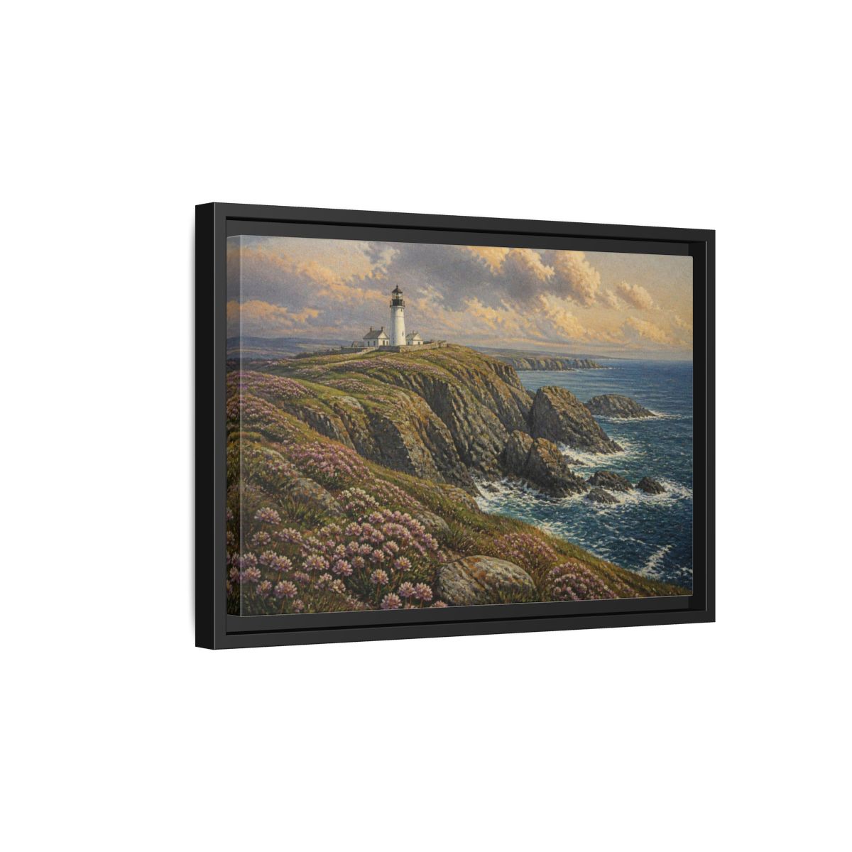 Side Mockup 6. Lighthouse Headland Landscape shown as framed canvas print