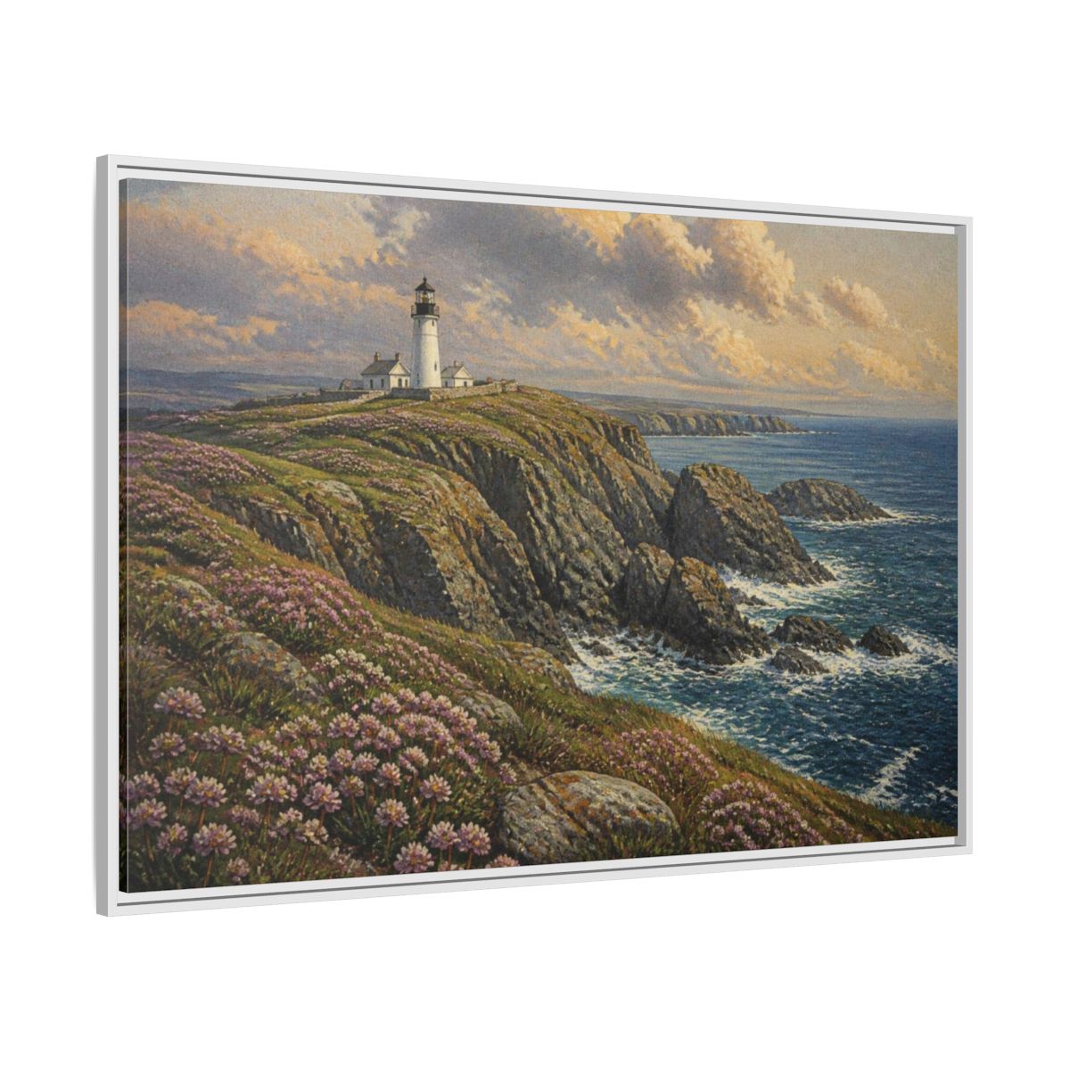Side Mockup 7. Lighthouse Headland Landscape shown as framed canvas print