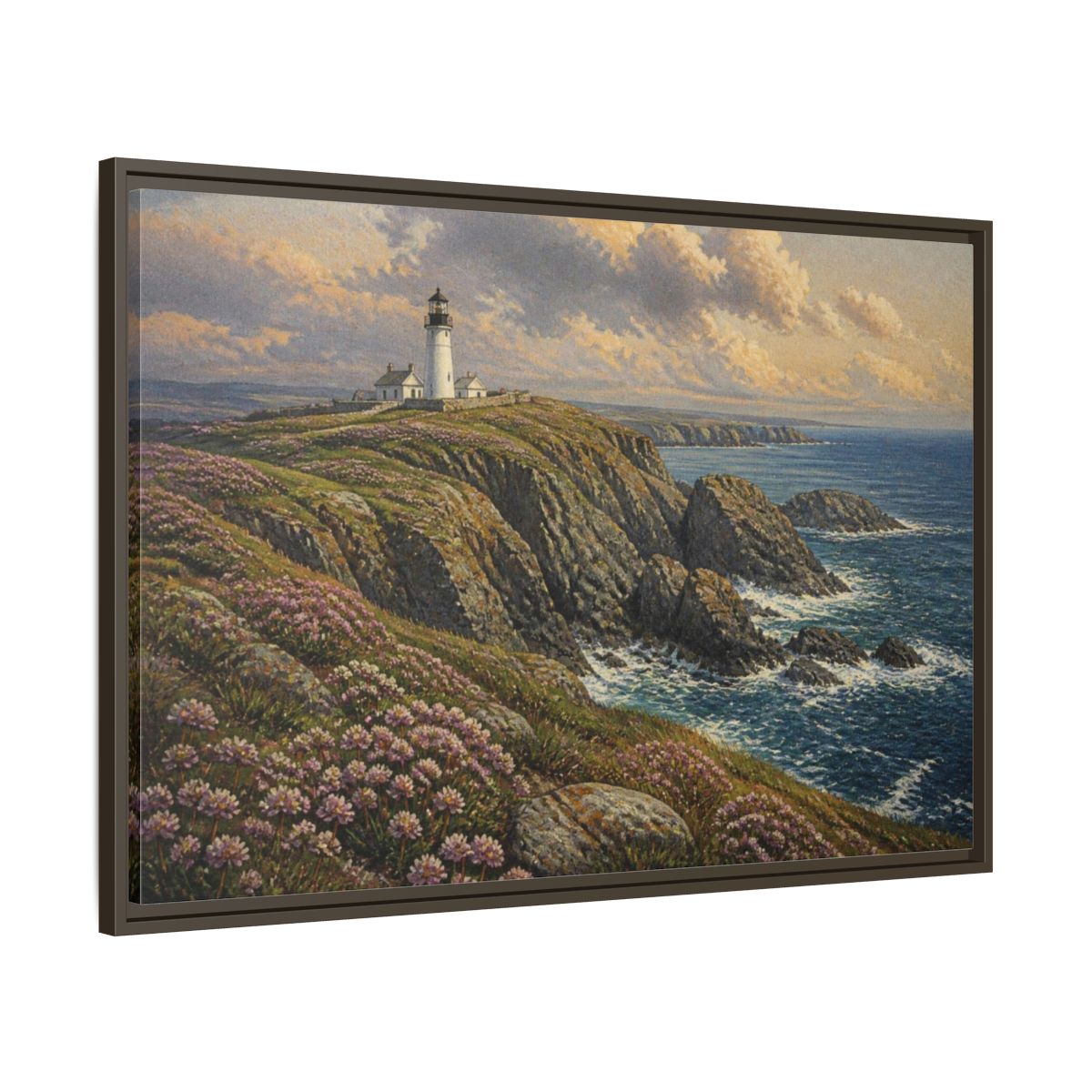 Main Mockup. Lighthouse Headland Landscape shown as framed canvas print