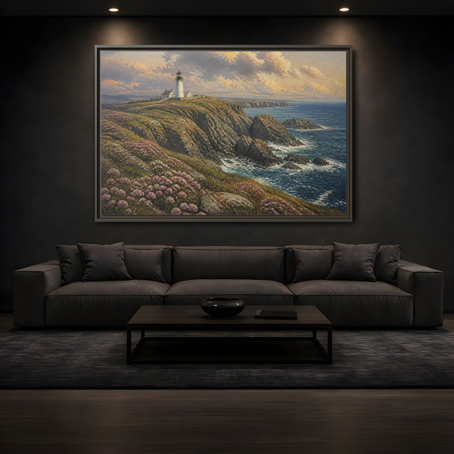 Mockup 3. Lighthouse Headland Landscape shown as framed canvas print