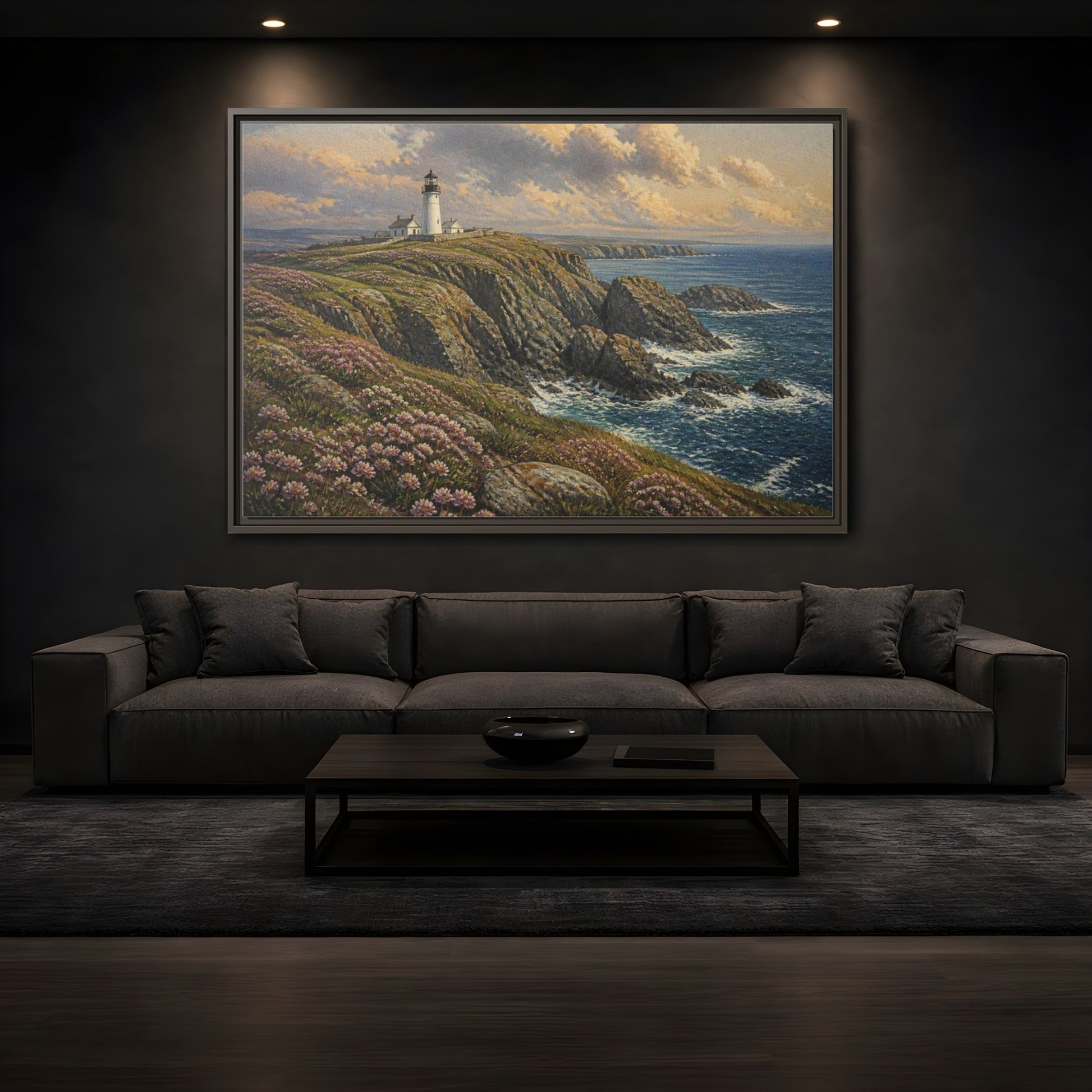 Mockup 3. Lighthouse Headland Landscape shown as framed canvas print