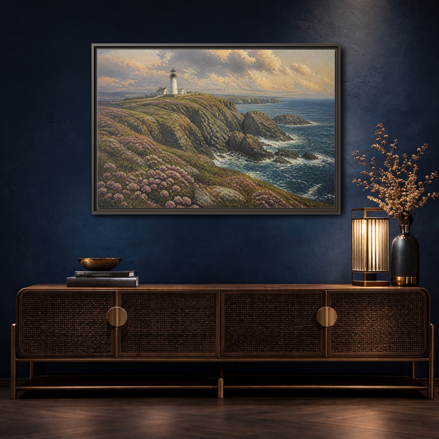 Mockup 4. Lighthouse Headland Landscape shown as framed canvas print