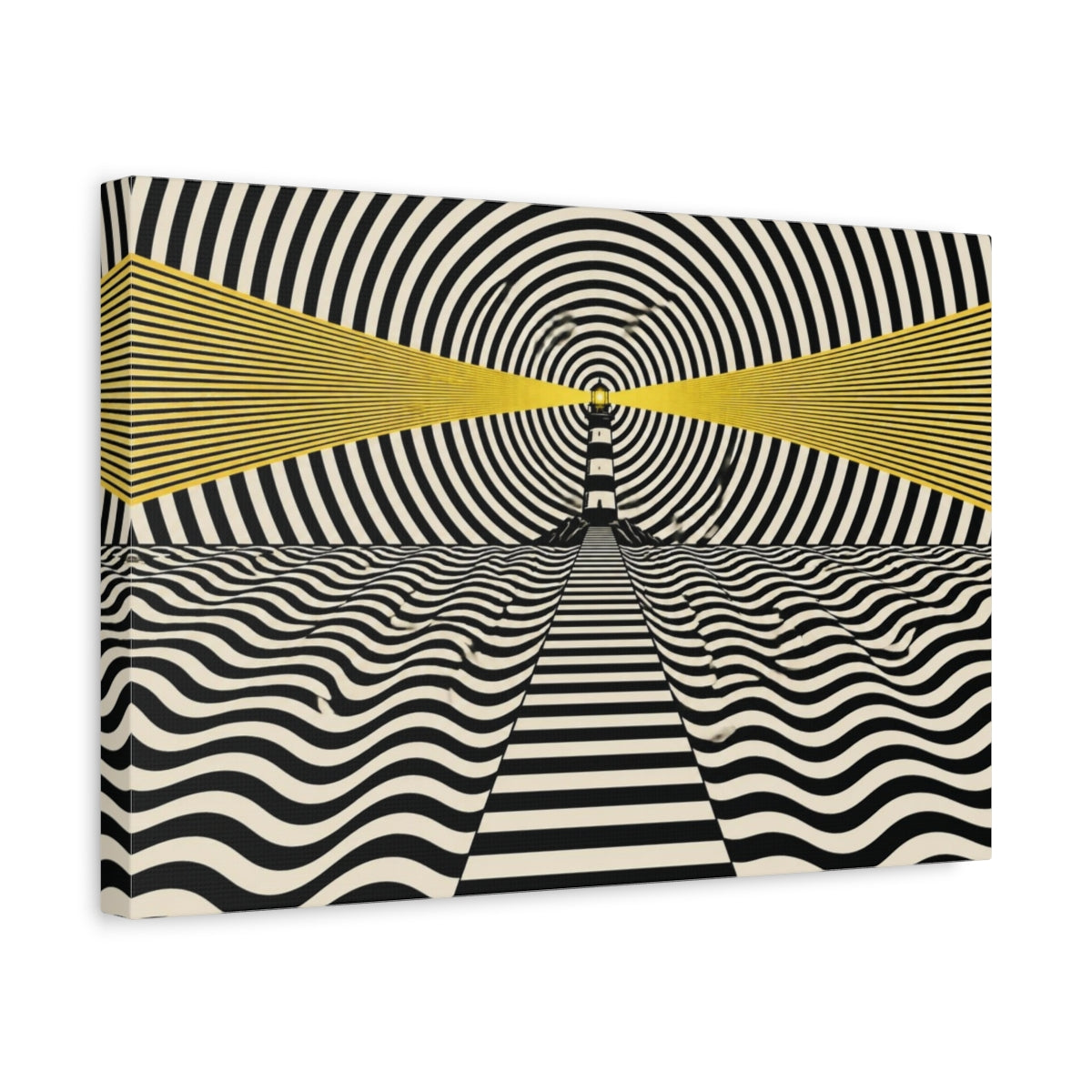 Side Mockup 4. Lighthouse Illusion shown as canvas print