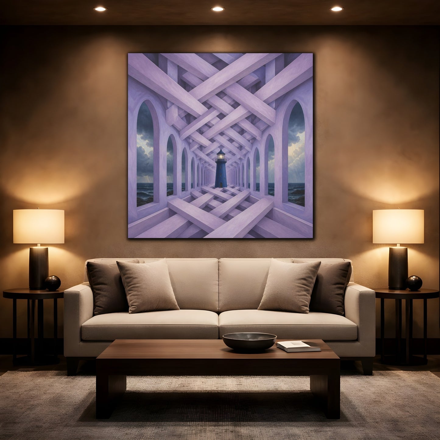 Mockup 2. Lighthouse Illusion Hallway shown as canvas print