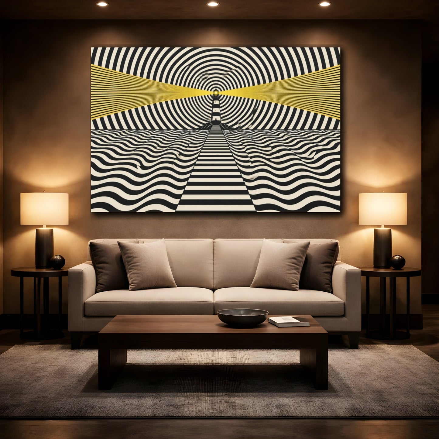 Mockup 2. Lighthouse Illusion shown as canvas print