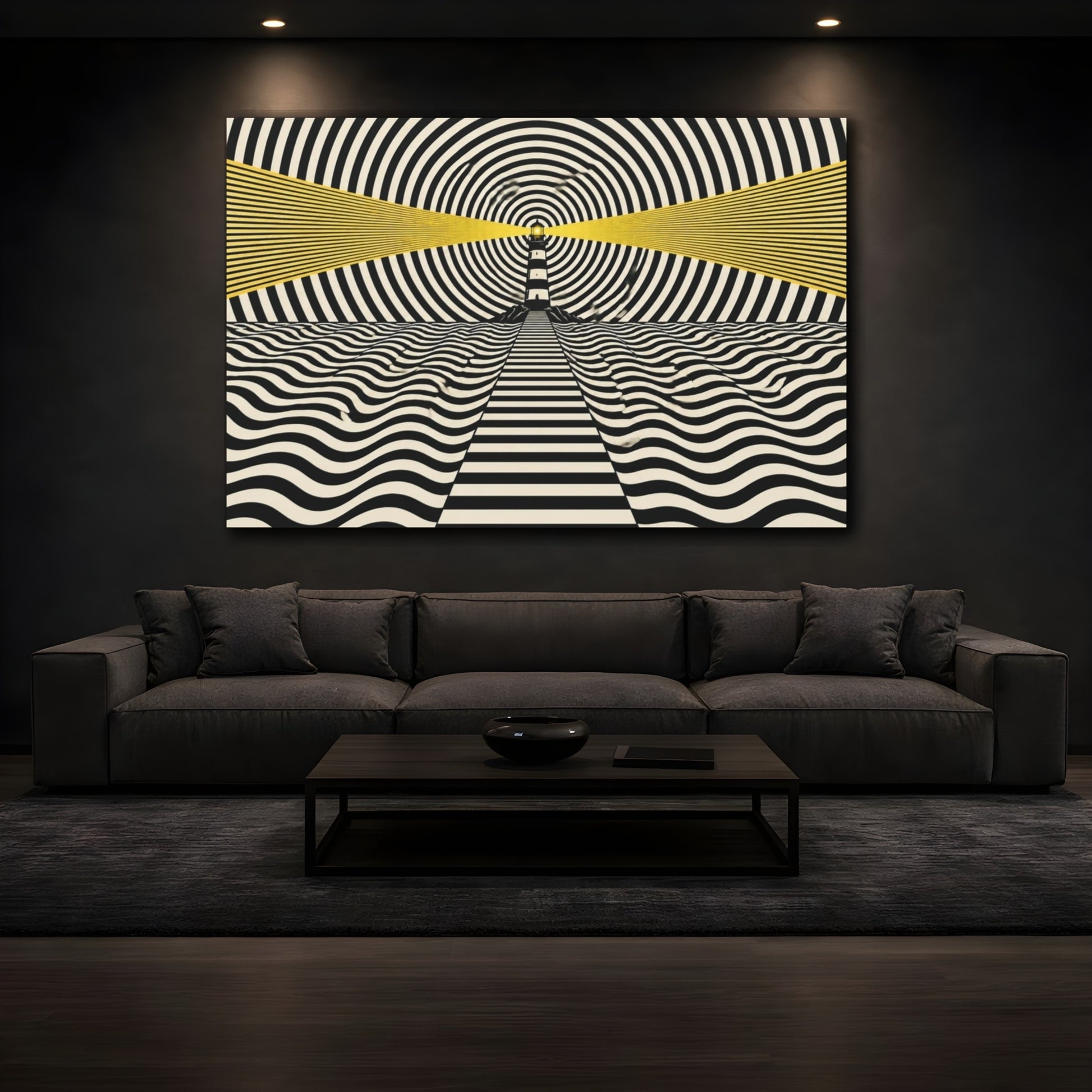 Mockup 3. Lighthouse Illusion shown as canvas print