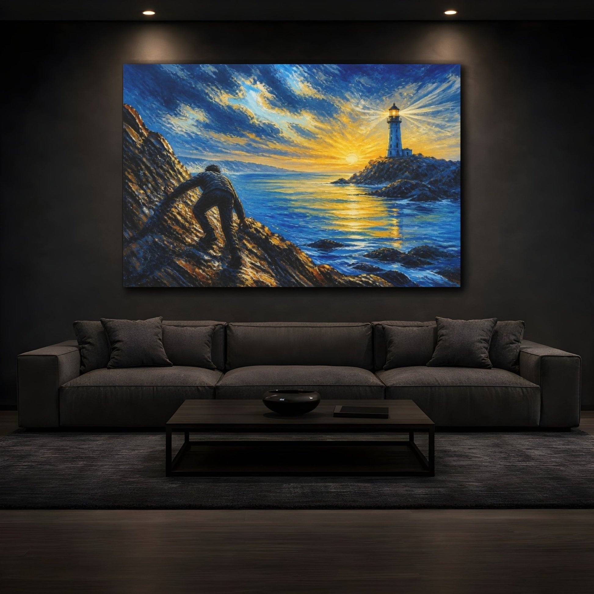 Lighthouse Motivation Climb Canvas Print – Living Room, Above Sofa - YesArtYes
