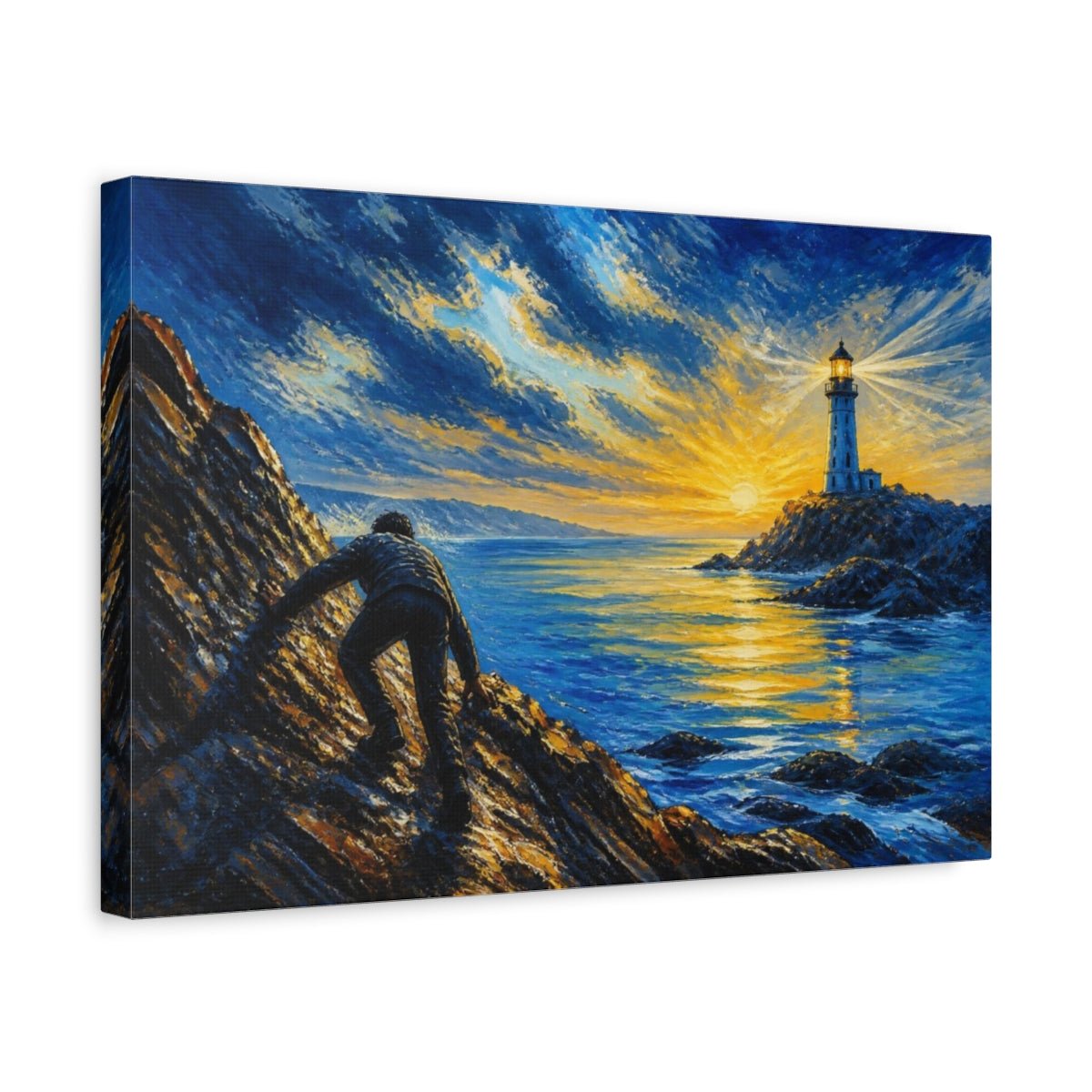 Lighthouse Motivation Climb Canvas Print – Living Room, Above Sofa - YesArtYes