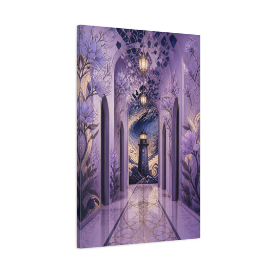 Main Mockup. Lilac Lighthouse Passage shown as canvas print