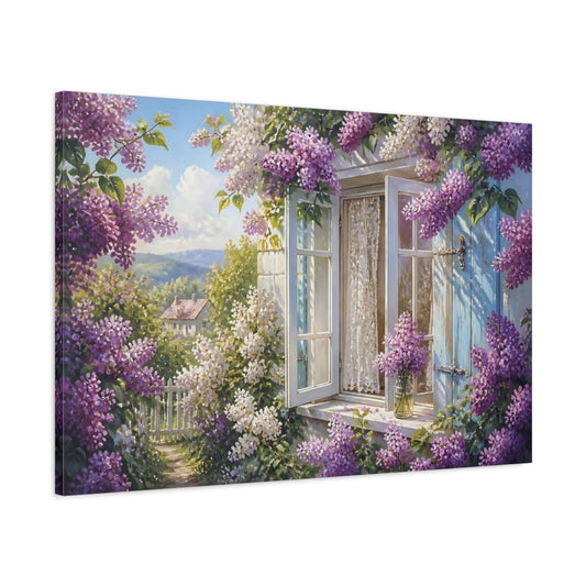 Main Mockup. Lilacs At An Open Window shown as canvas print
