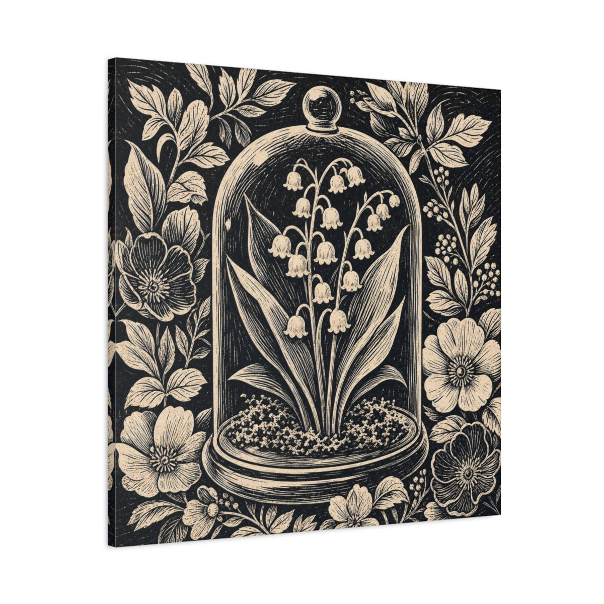 Main Mockup. Lily Of The Valley Cloche shown as canvas print