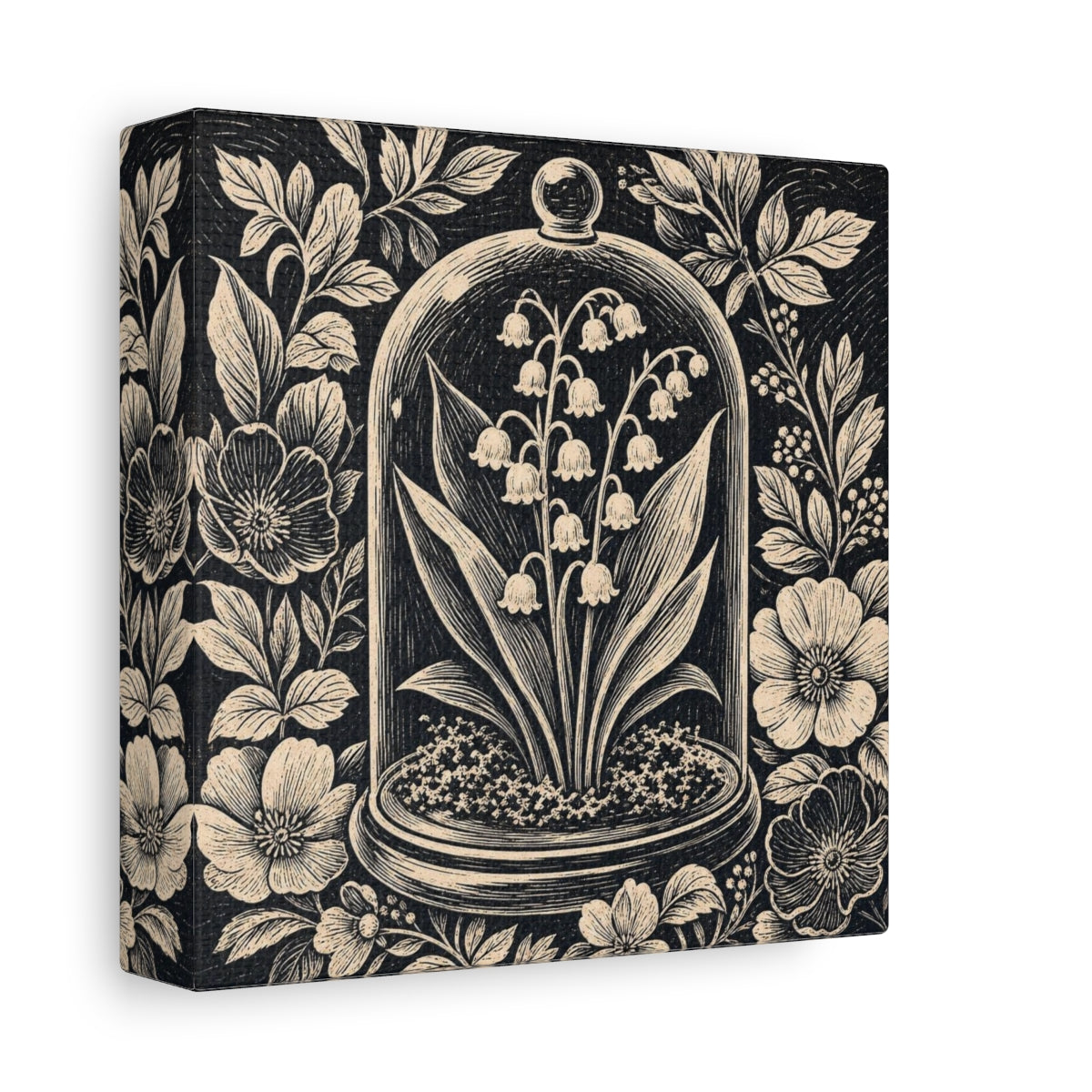 Side Mockup 2. Lily Of The Valley Cloche shown as canvas print