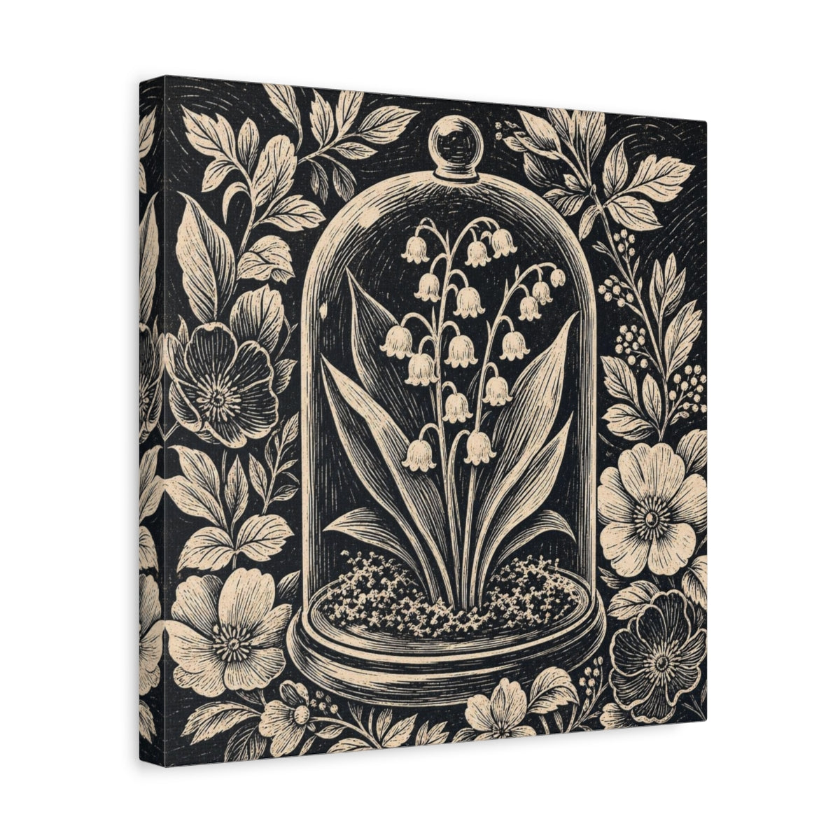 Side Mockup 7. Lily Of The Valley Cloche shown as canvas print