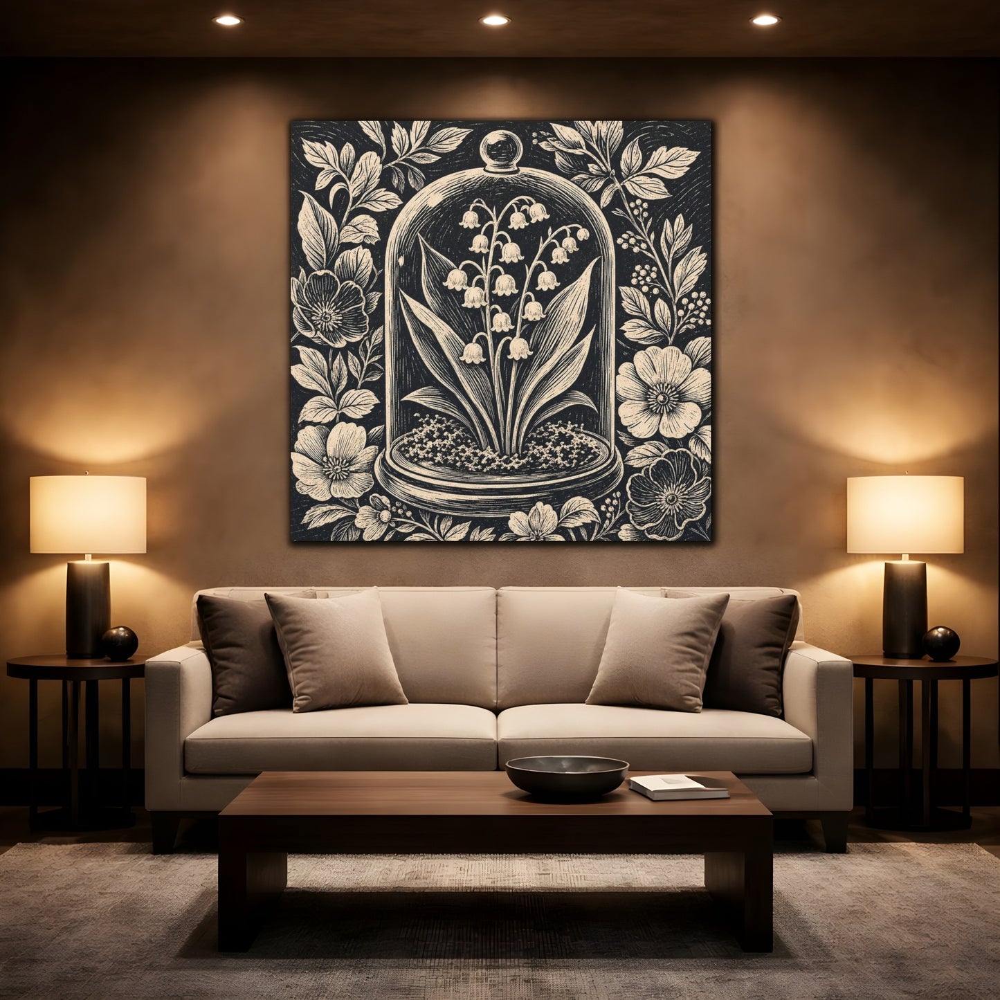 Mockup 2. Lily Of The Valley Cloche shown as canvas print