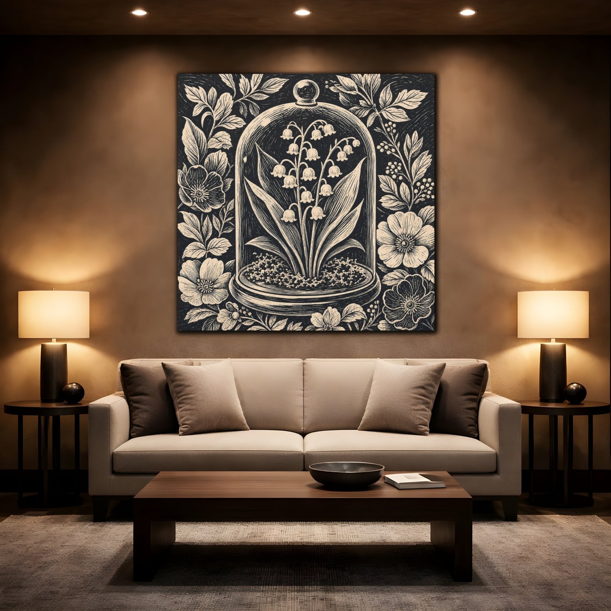 Mockup 2. Lily Of The Valley Cloche shown as canvas print