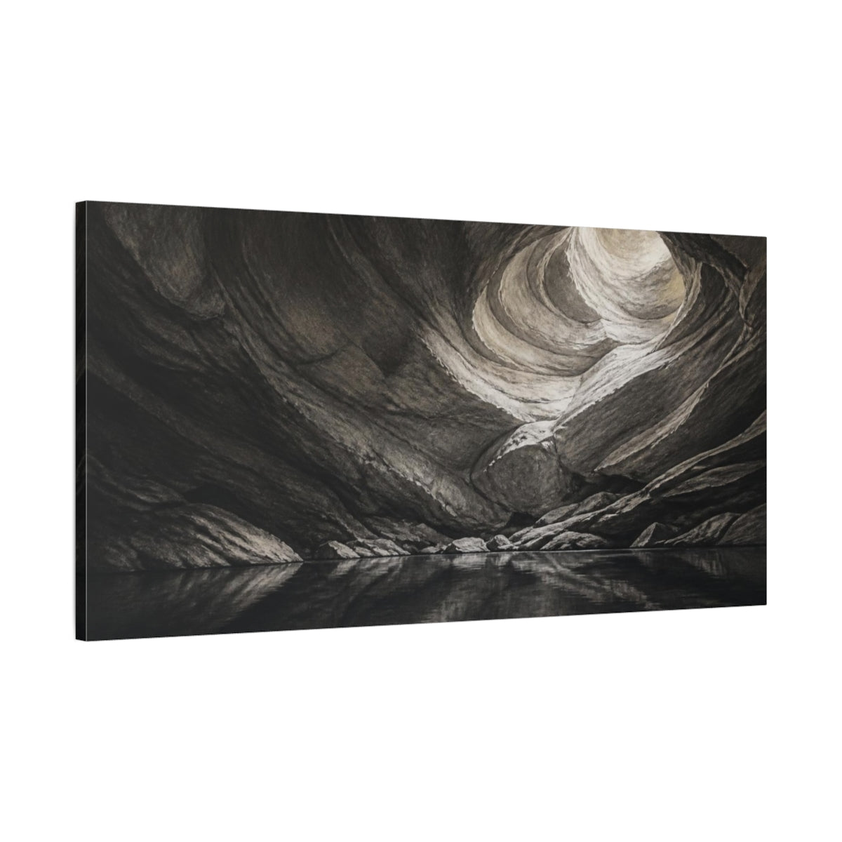 Main Mockup. Limestone Cave Reflection shown as canvas print