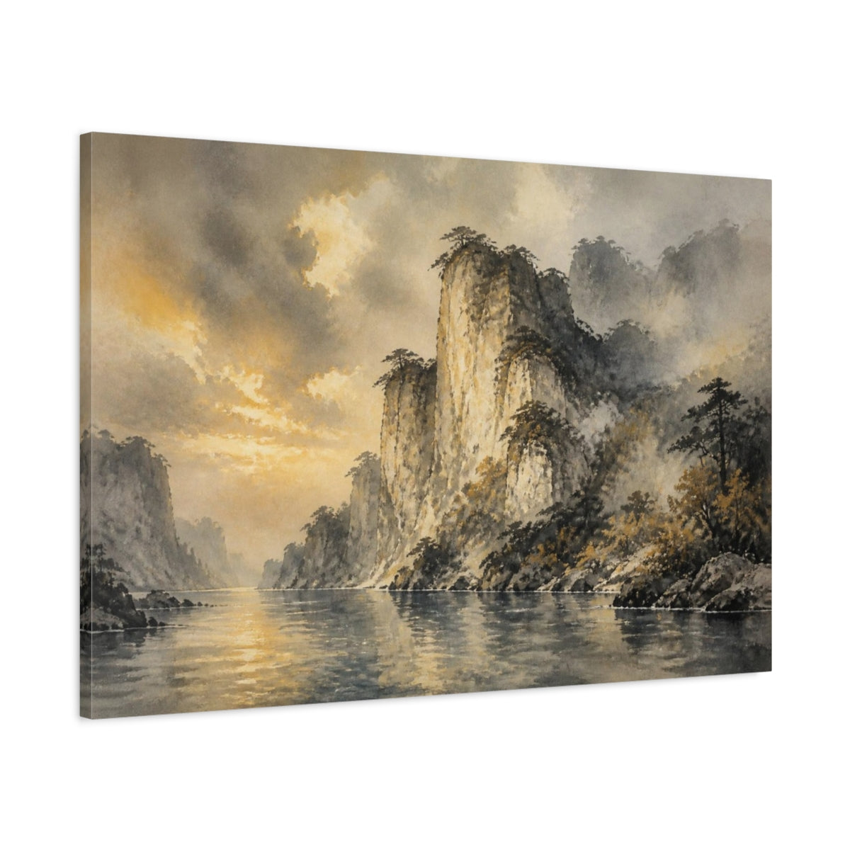 Main Mockup. Limestone Cliff Landscape shown as canvas print