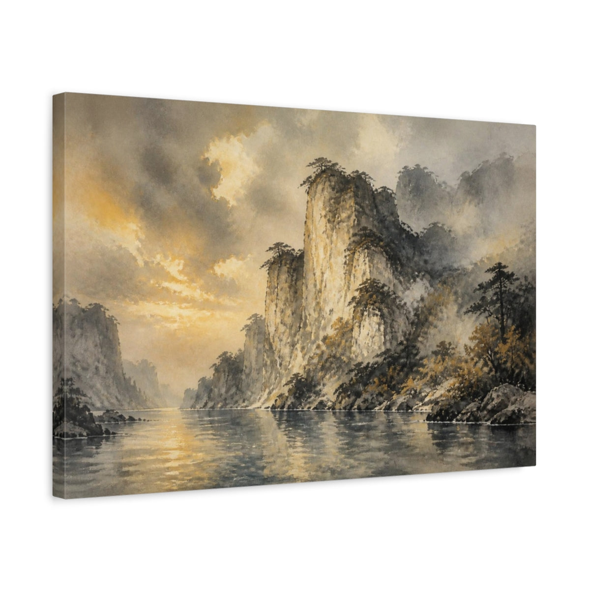 Side Mockup 3. Limestone Cliff Landscape shown as canvas print