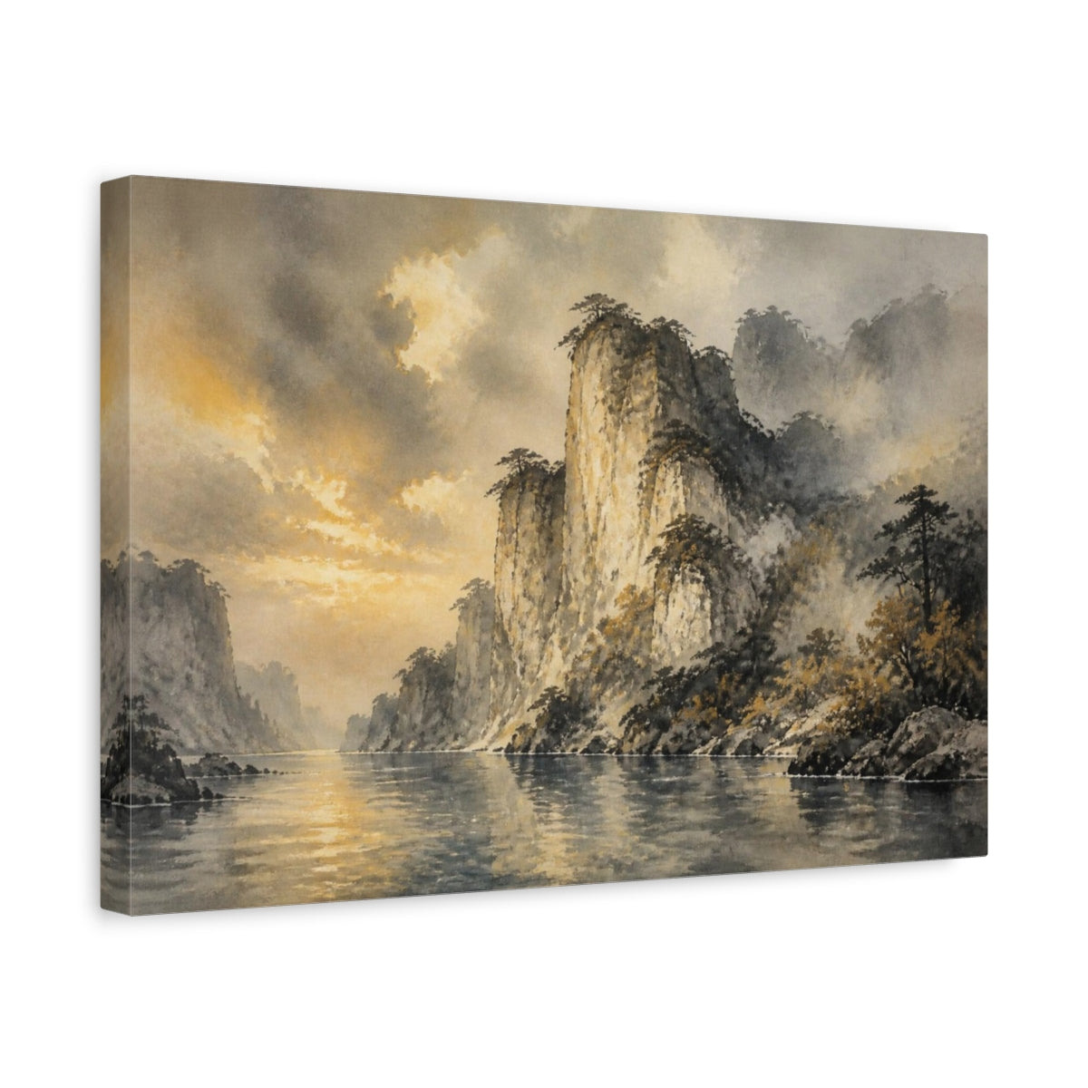 Side Mockup 4. Limestone Cliff Landscape shown as canvas print