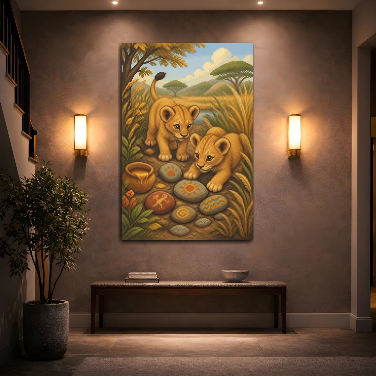Lion Cubs Kids Room Canvas Print – Above Crib - YesArtYes