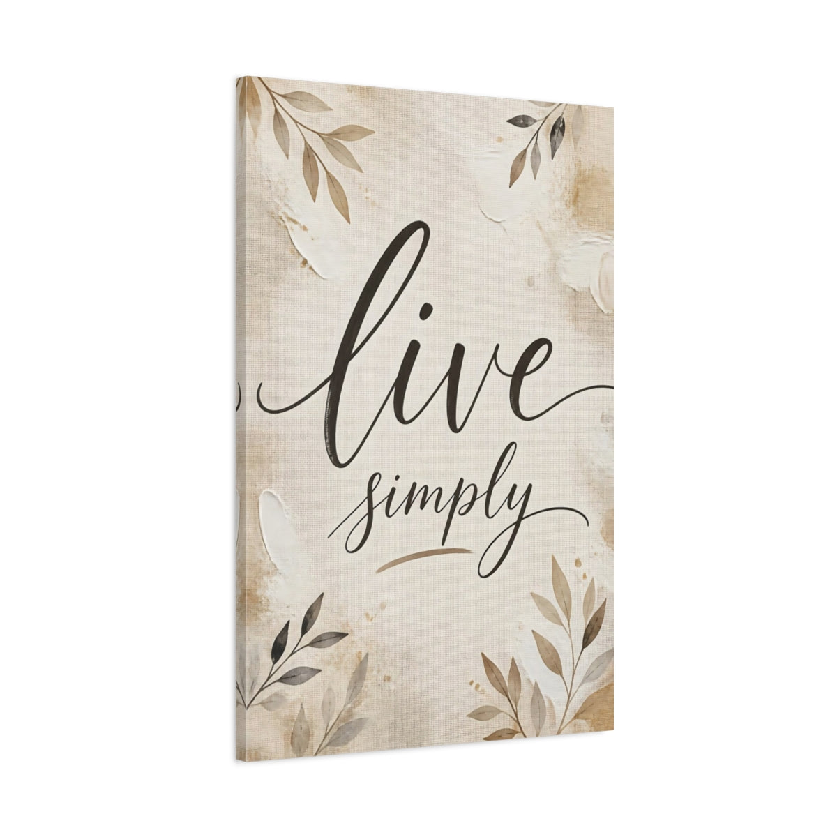 Main Mockup. Live Simply Script Quote shown as canvas print