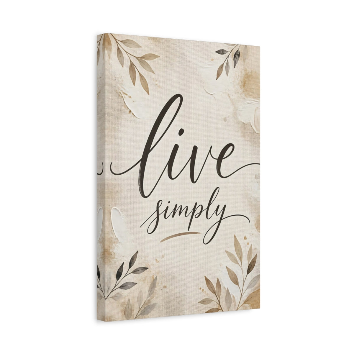 Side Mockup 4. Live Simply Script Quote shown as canvas print