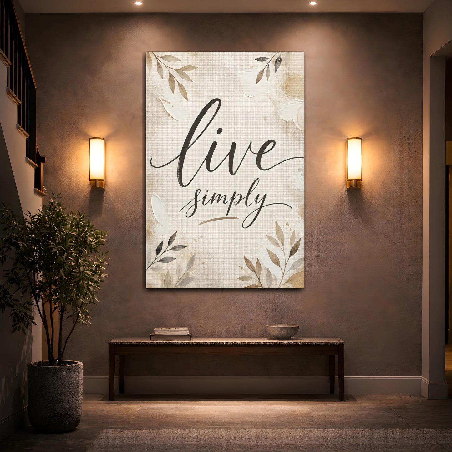 Mockup 2. Live Simply Script Quote shown as canvas print