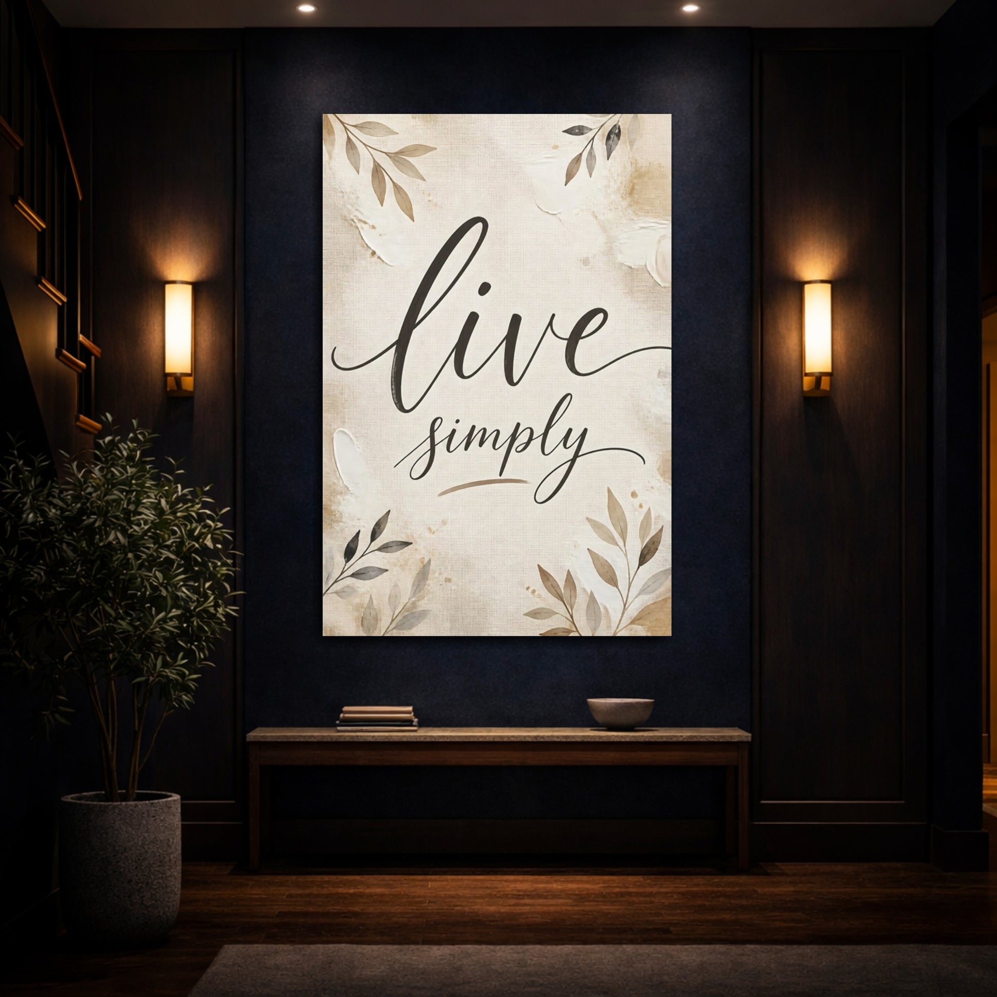 Mockup 4. Live Simply Script Quote shown as canvas print