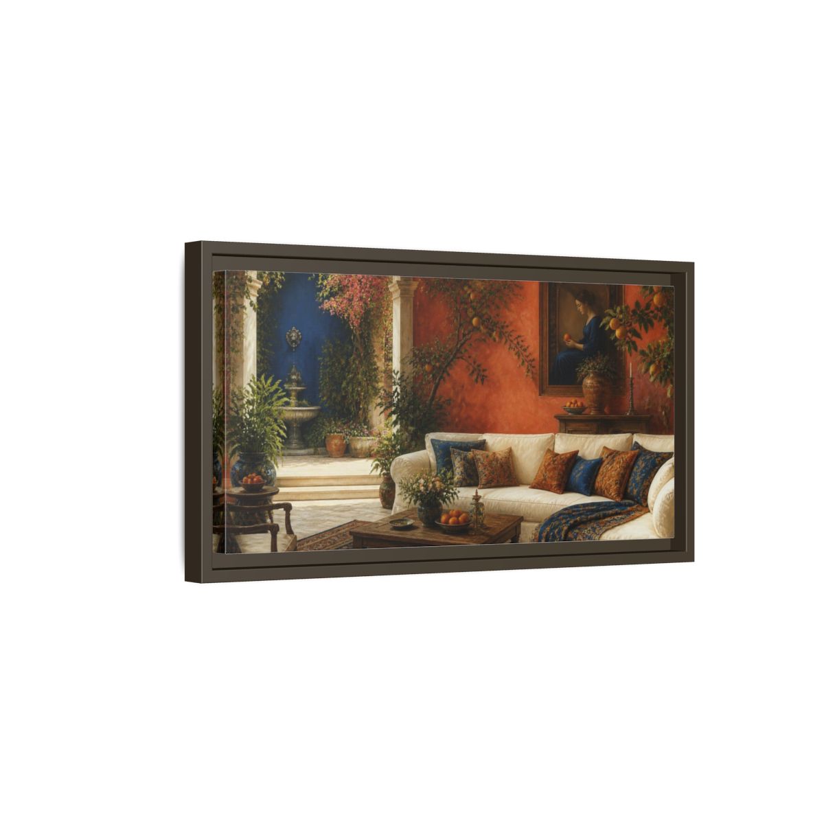Side Mockup 7. Living Room Citrus Sofa shown as framed canvas print