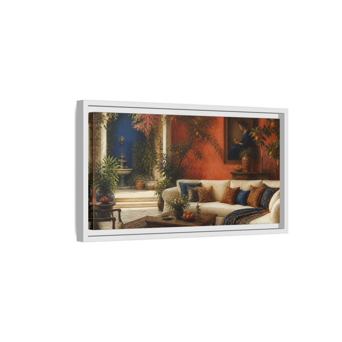 Side Mockup 6. Living Room Citrus Sofa shown as framed canvas print