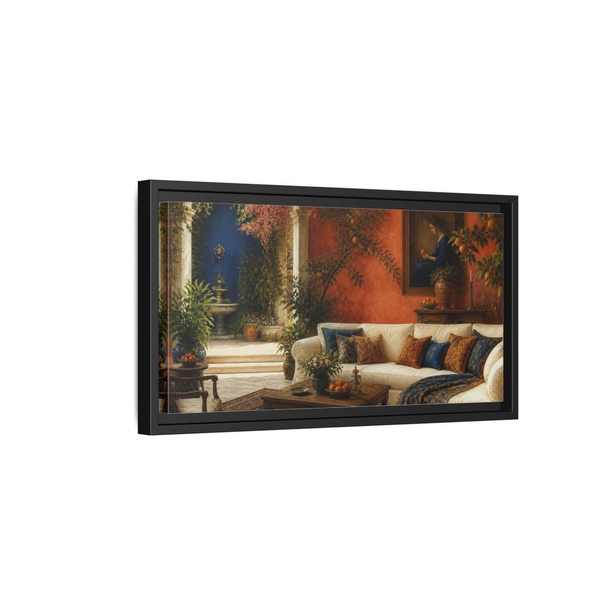Side Mockup 8. Living Room Citrus Sofa shown as framed canvas print
