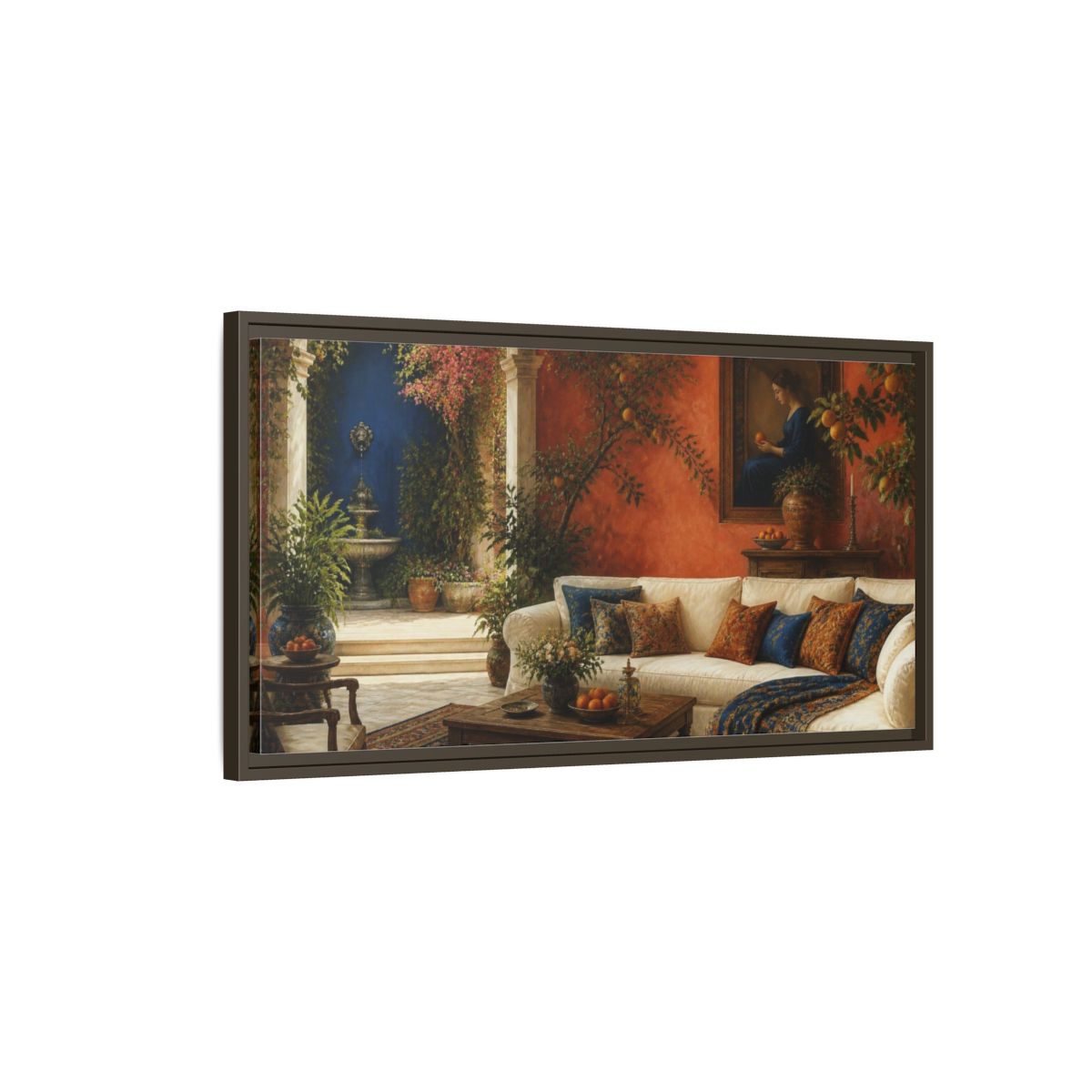 Main Mockup. Living Room Citrus Sofa shown as framed canvas print