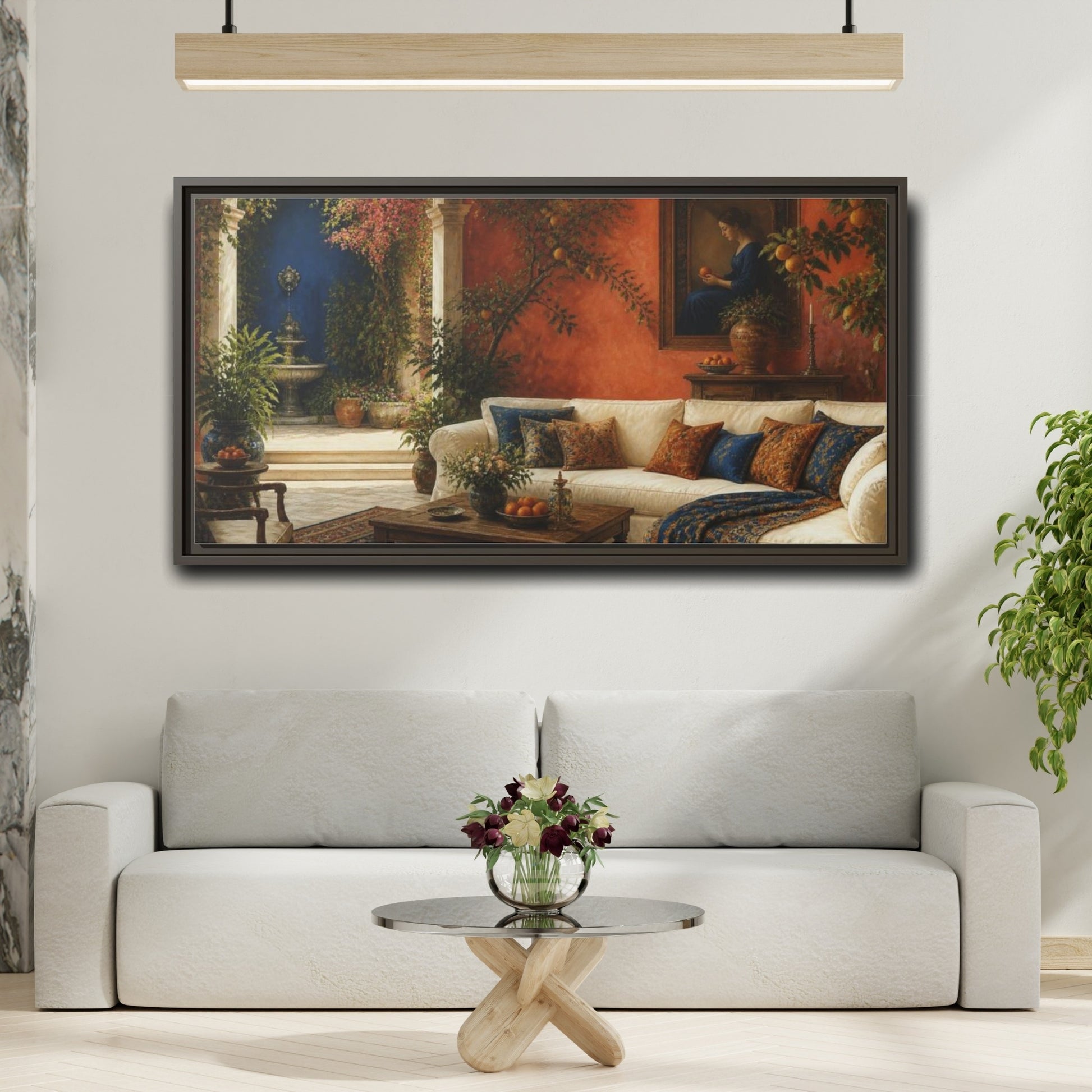 Mockup 2. Living Room Citrus Sofa shown as framed canvas print