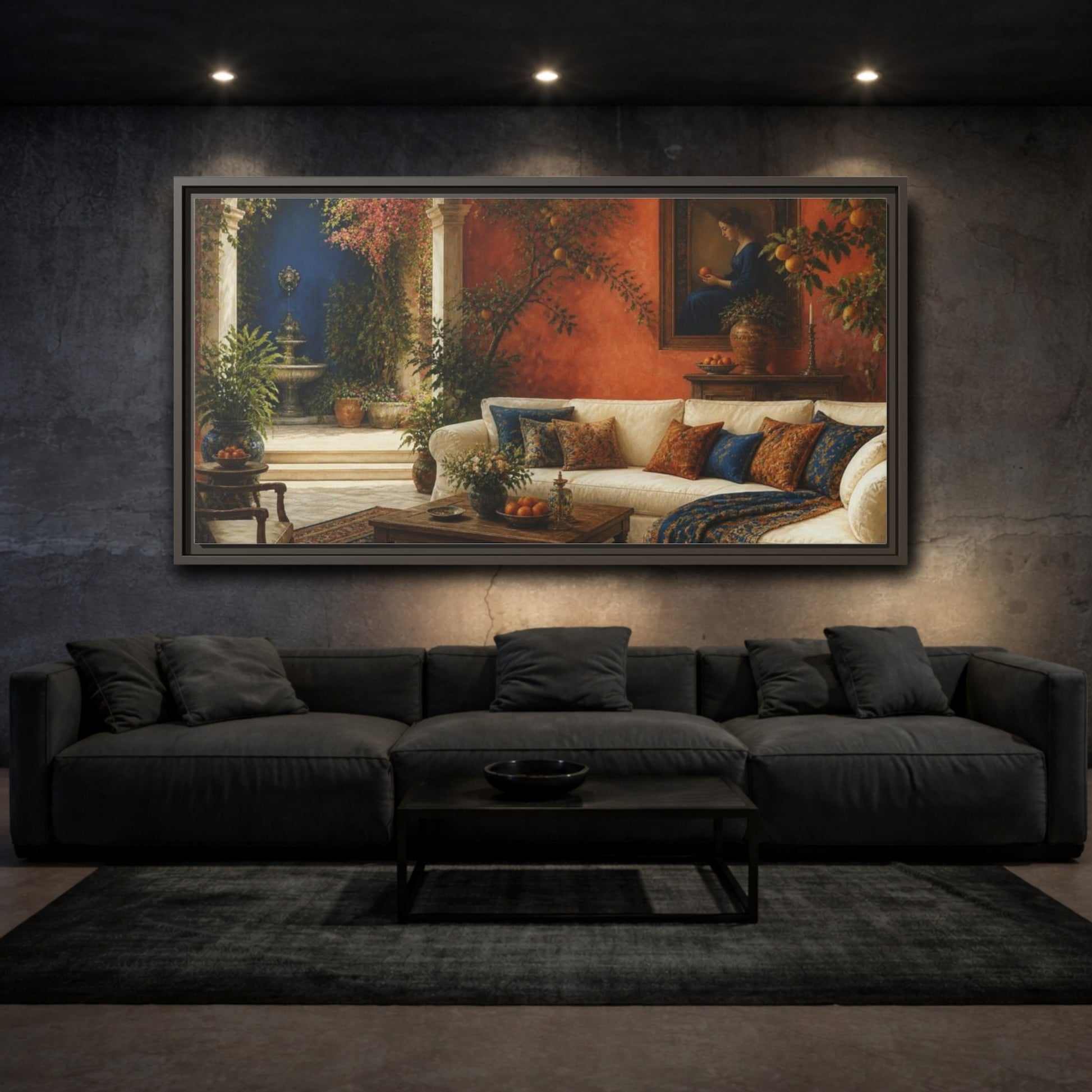 Mockup 3. Living Room Citrus Sofa shown as framed canvas print