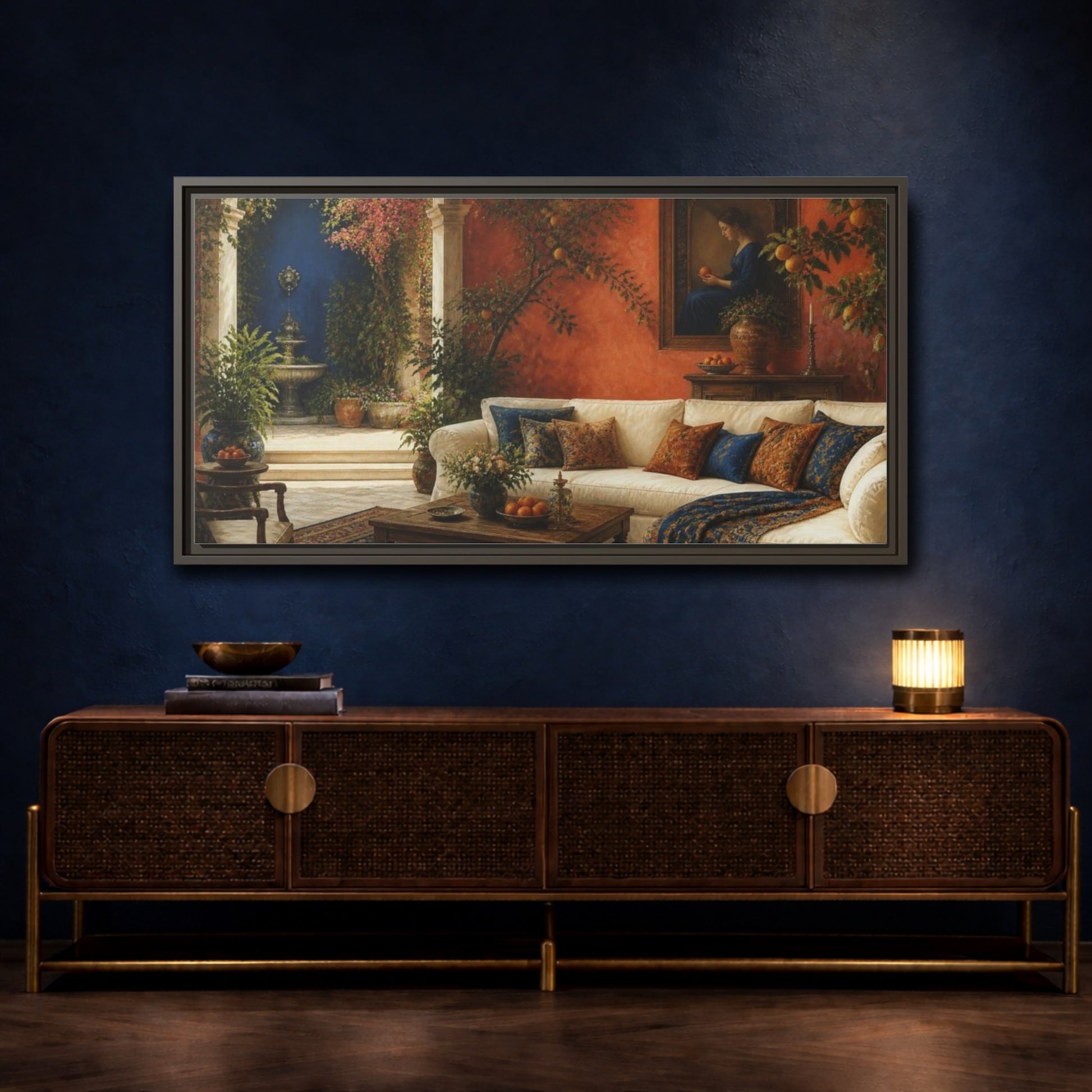 Mockup 4. Living Room Citrus Sofa shown as framed canvas print
