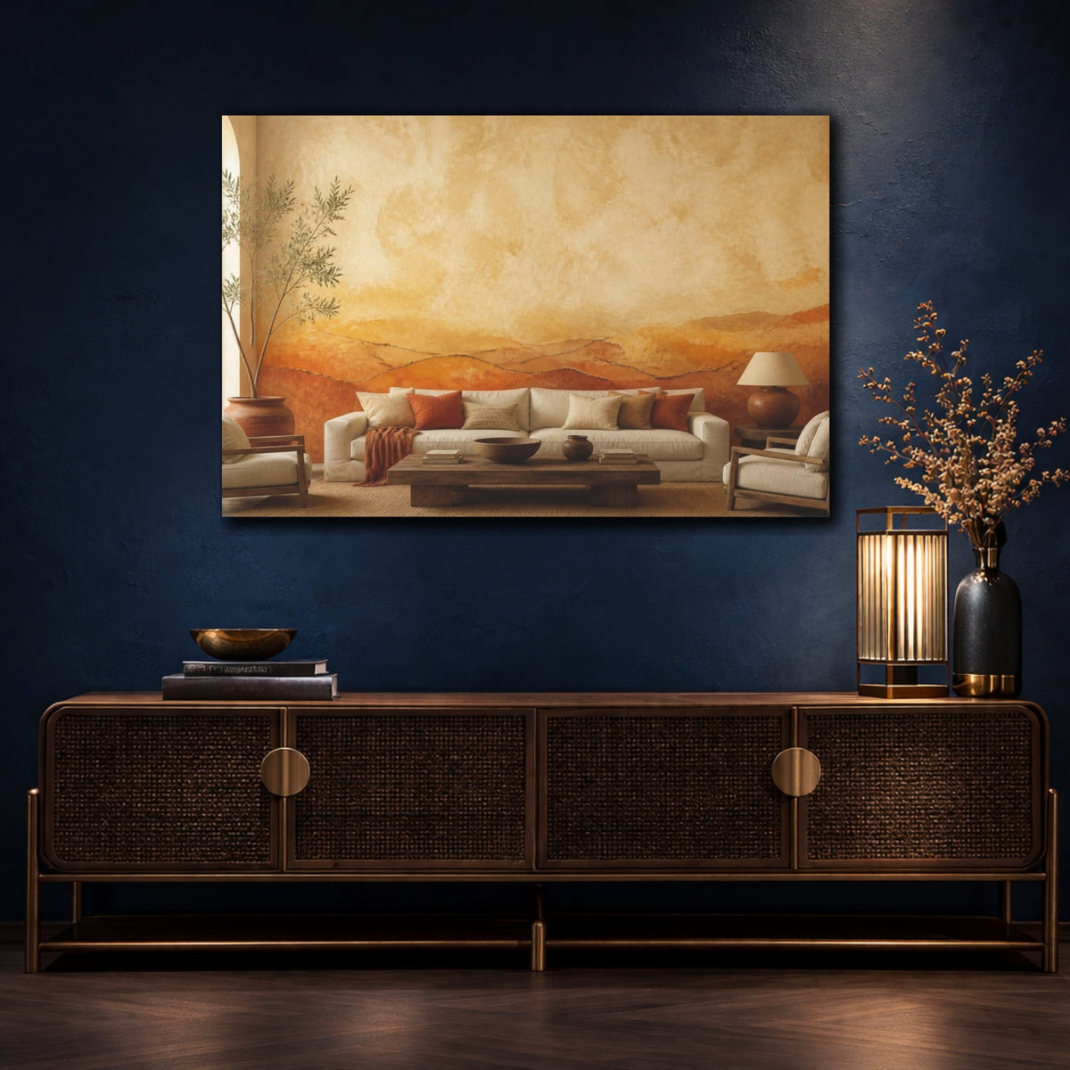 Mockup 4. Living Room Earth Terraces shown as canvas print