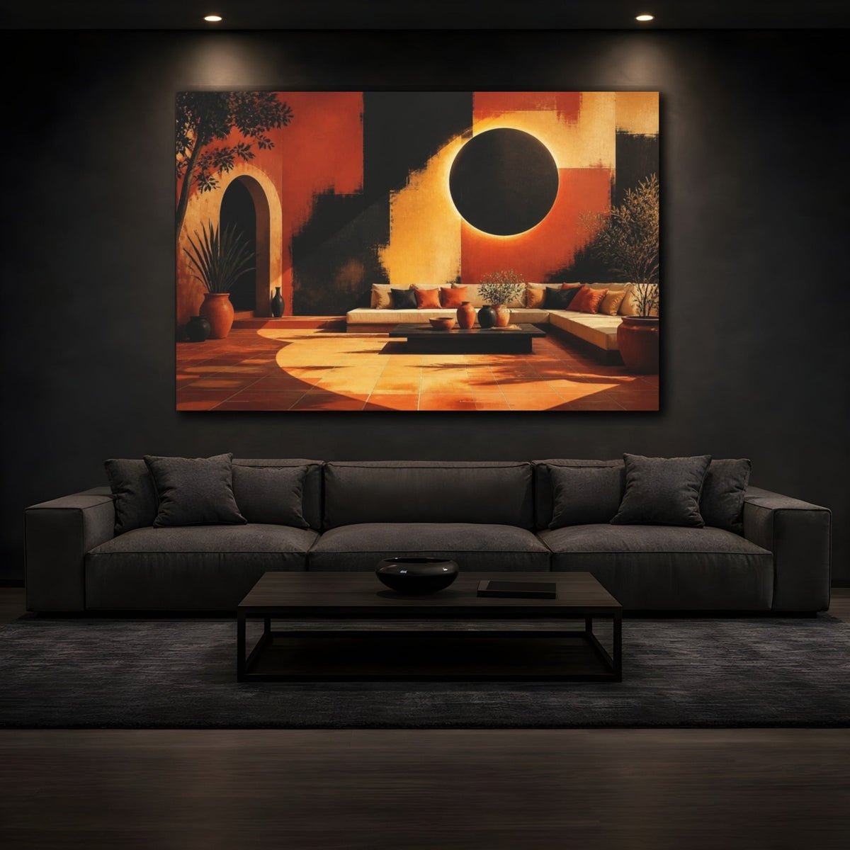 Living Room Eclipse Mural Canvas Print Wall Art – Decor, Above Sofa - YesArtYes