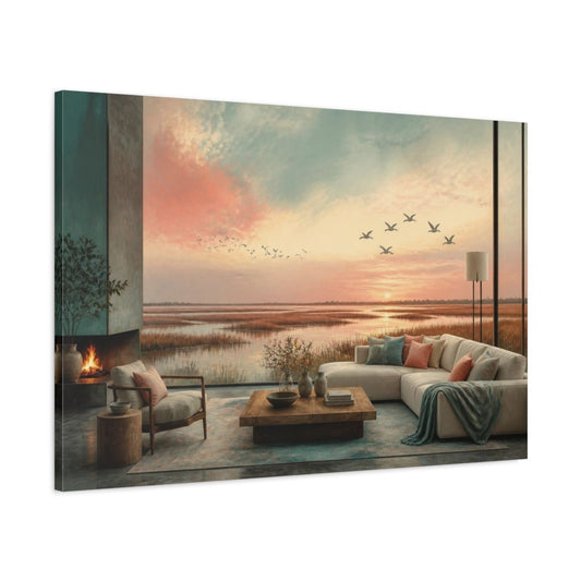 Living Room Marsh Birds Canvas Print – Above Couch - YesArtYes