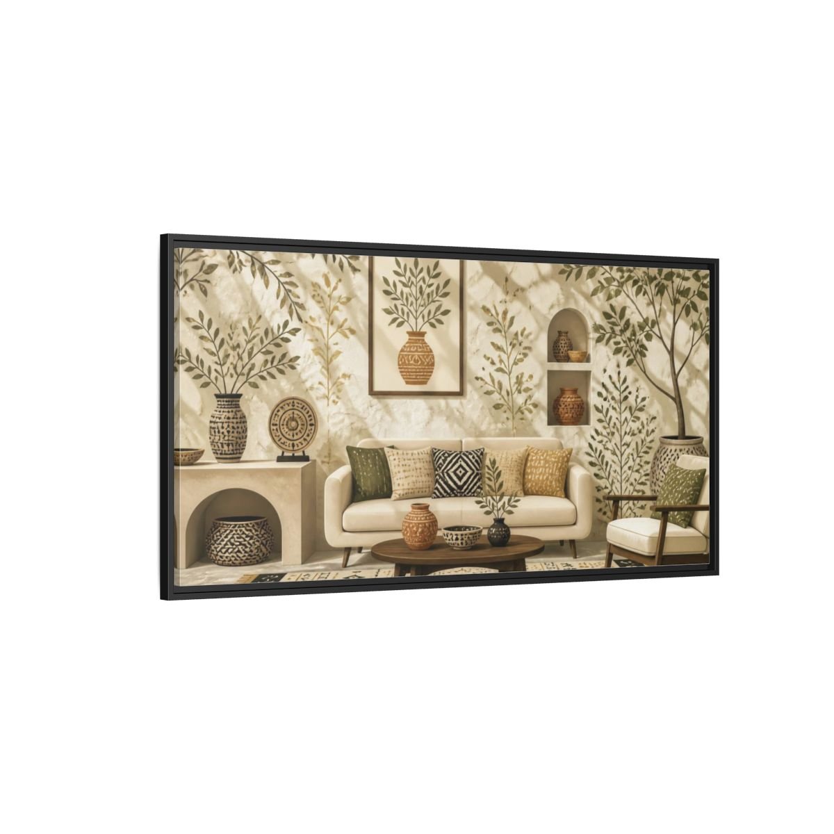 Living Room Olive Vase Framed Canvas Print Wall Art – Decor, Above Couch - YesArtYes