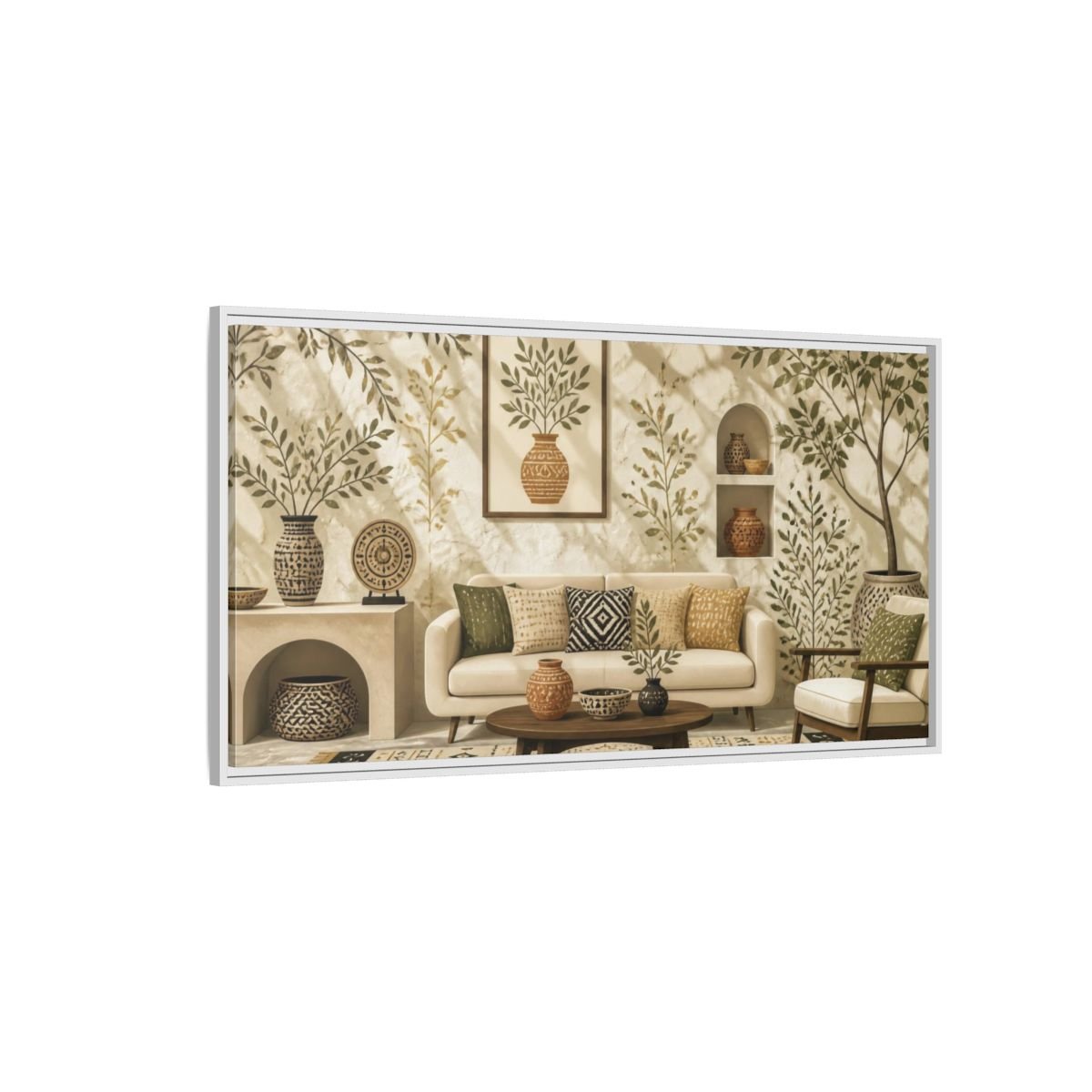 Living Room Olive Vase Framed Canvas Print Wall Art – Decor, Above Couch - YesArtYes