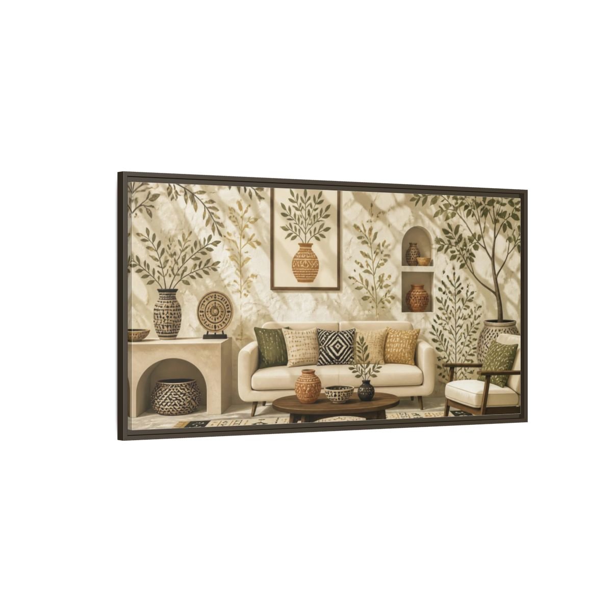 Living Room Olive Vase Framed Canvas Print Wall Art – Decor, Above Couch - YesArtYes