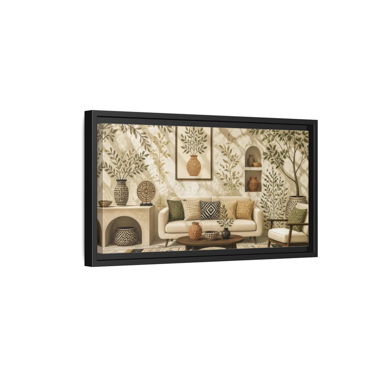 Living Room Olive Vase Framed Canvas Print Wall Art – Decor, Above Couch - YesArtYes