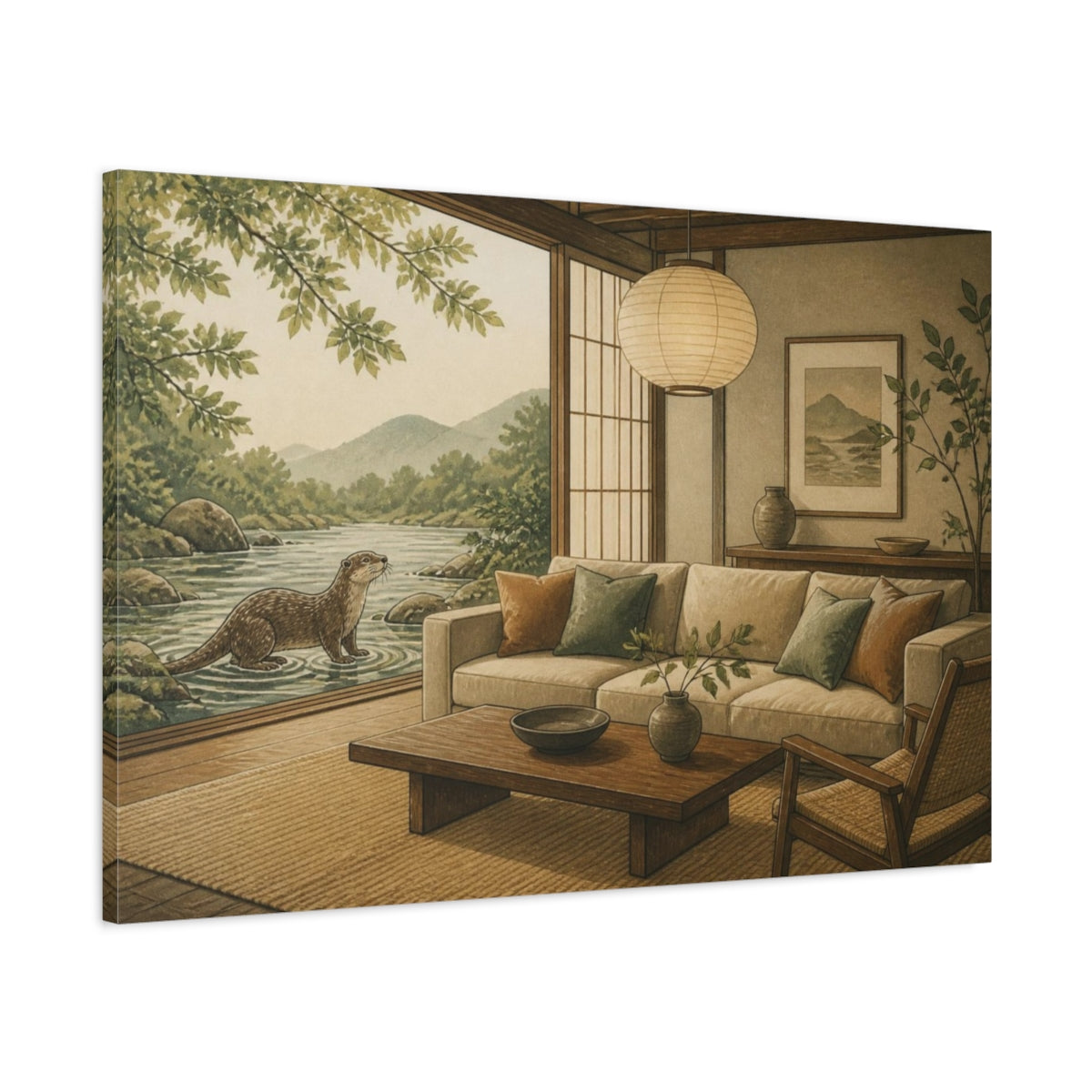 Main Mockup. Living Room Otter View shown as canvas print